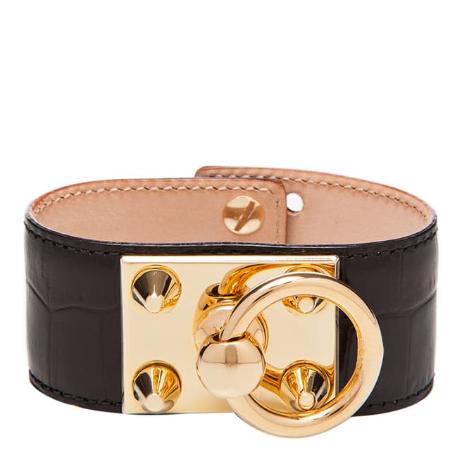 Stamerra Black Leather Cuff