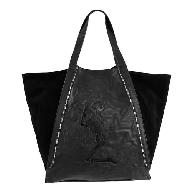 Religion Black Leather/Suede Shopper Bag 