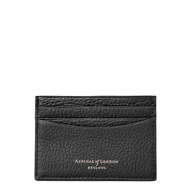 Aspinal of London Black Pebble Leather Slim Credit Card Case