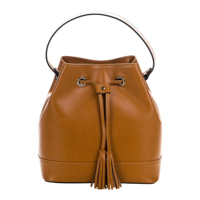 Carla Venturi Tan Leather Bucket Bag