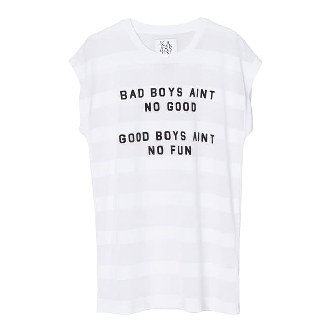 Zoe Karssen White Kimono Sleeve Bad Boys T-Shirt