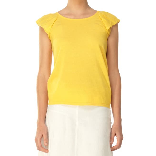 Max Studio Yellow Fine Gauge Linen Jumper