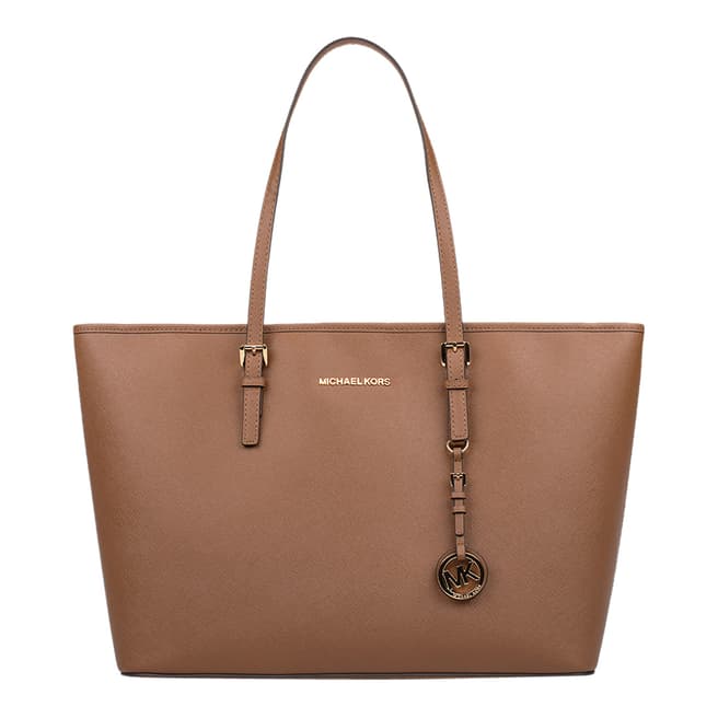 Michael Kors Brown Jet Set Top Zip Tote Bag