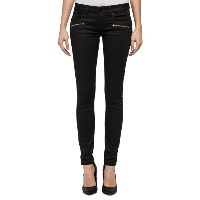 Replay Black Skinny Stretch Low Rise Jeans