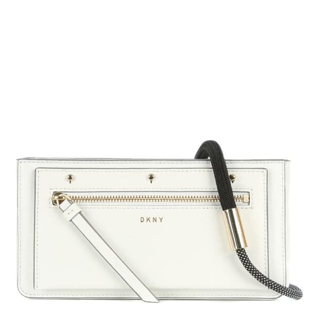 DKNY White Leather Small Bungee Cord Crossbody Bag