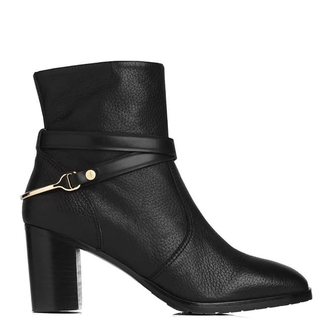L K Bennett Black Leather Ruth Buckle Ankle Boots