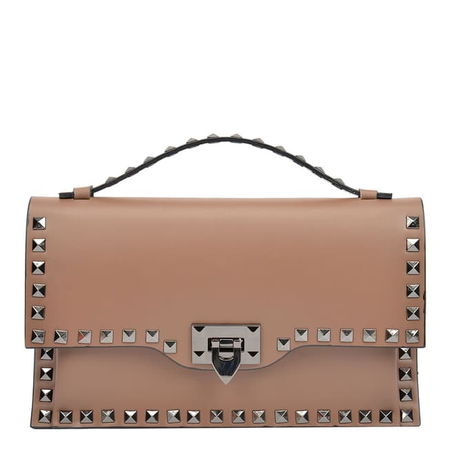 Isabella Rhea Taupe Studded Clutch Bag