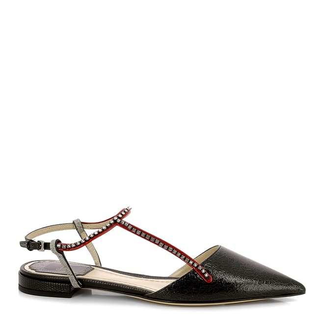 Dior Black Leather Embellished Pointed Toe Christian Dior Flats  