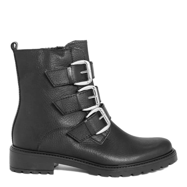 Giorgio Picino Black Leather Buckle Ankle Boots