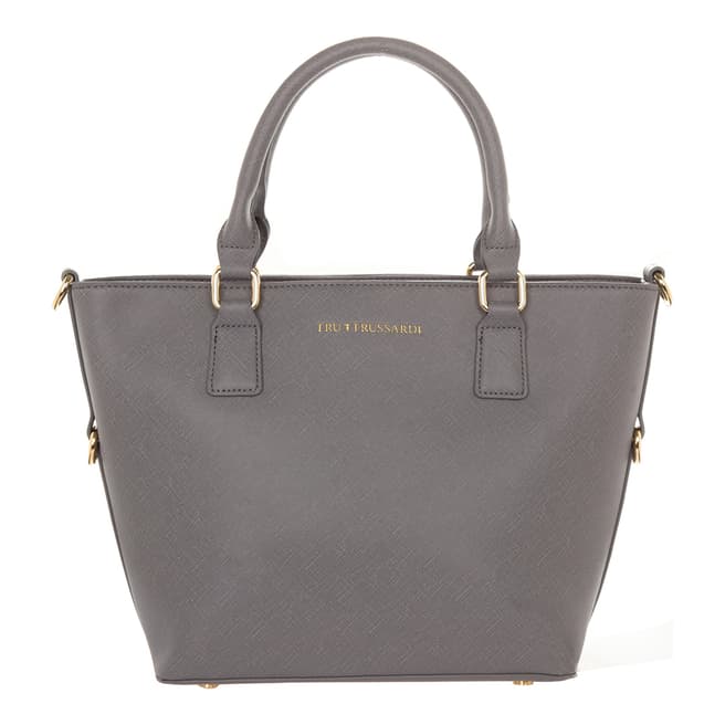 Tru Trussardi Grey Leather Tote Bag