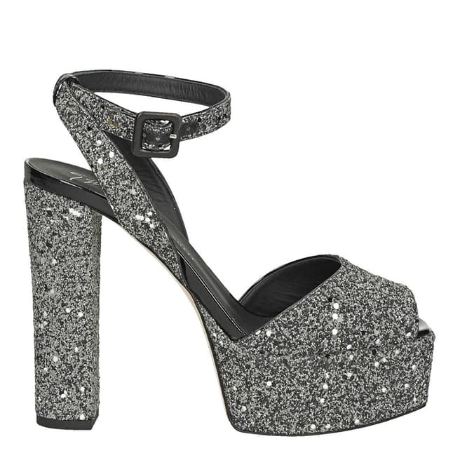 Giuseppe Zanotti Silver Glitter Betty Platform Heels 