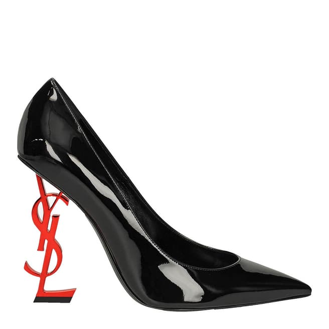 Saint Laurent Black Patent Opyum Pumps With Red YSL Heel