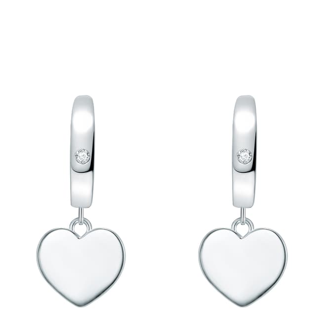 Tess Diamonds Silver Heart Hoop Earrings