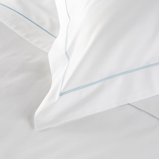 Hotel Living 800TC Single Row Cord Super King Pillowcase, White/Duck Egg