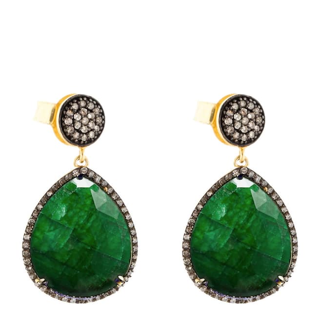 Liv Oliver Gold/Green Drop Earrings