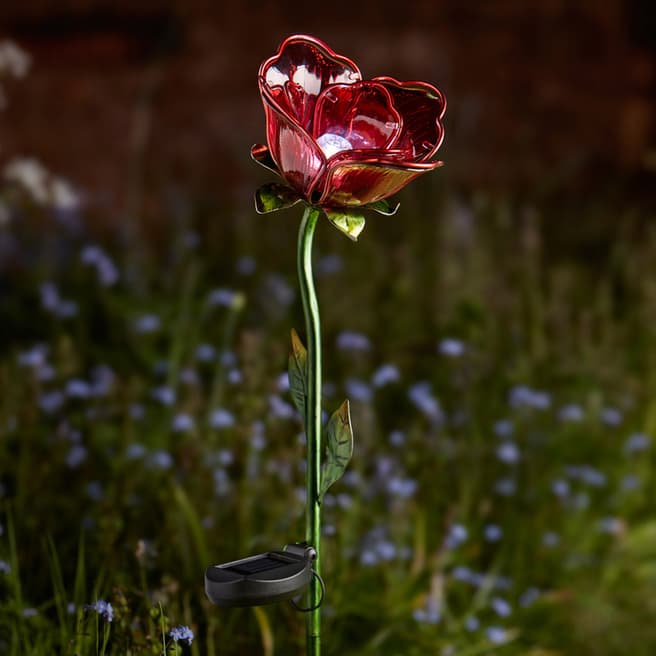 Smart Solar Red Set of 2 Rose Stake Lights