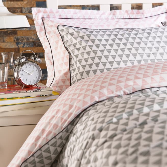 Wallis Young Aztec Double Duvet Cover Set, Pink/Grey