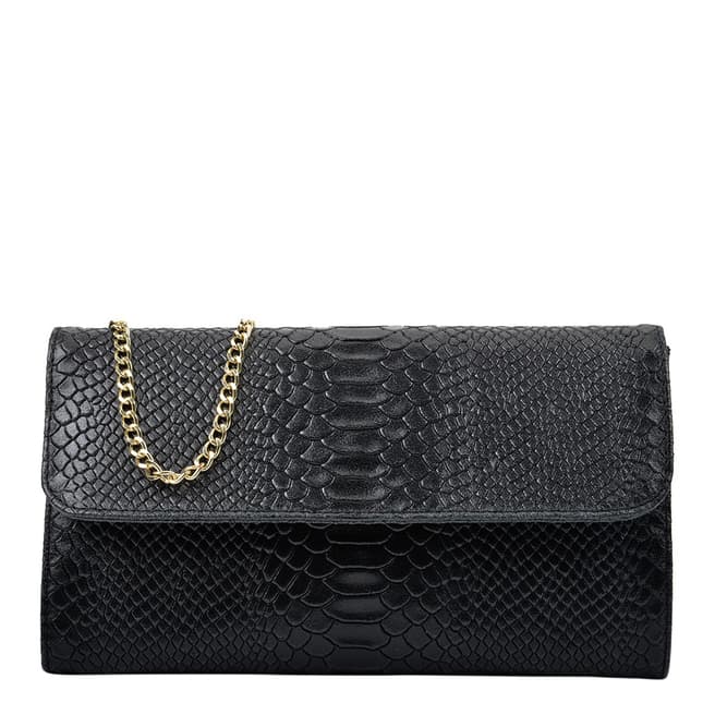 Isabella Rhea Black Leather Clutch Bag
