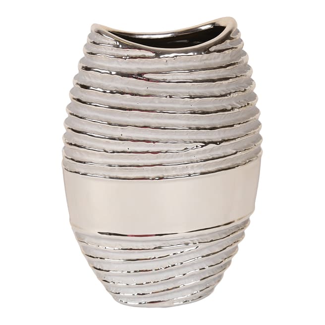 Straits Silver Oval Ribbed Vase