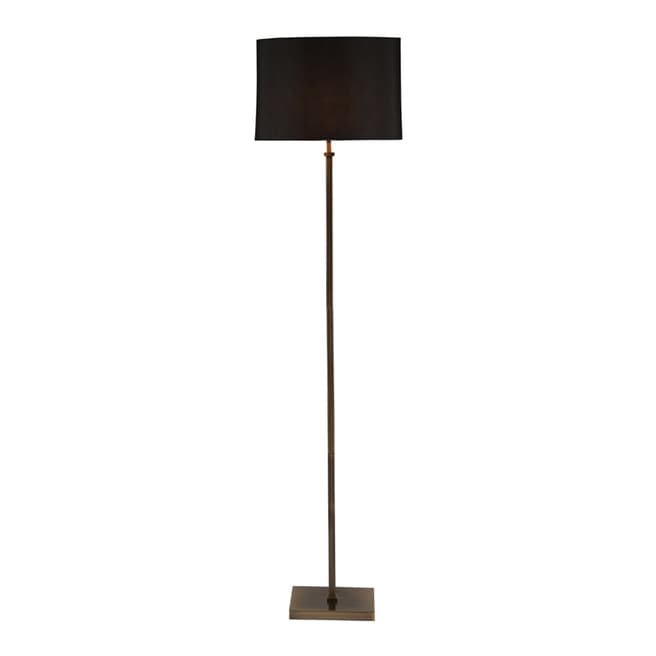 Pacific Antique Brass Square Stick Floor Lamp Black Shade