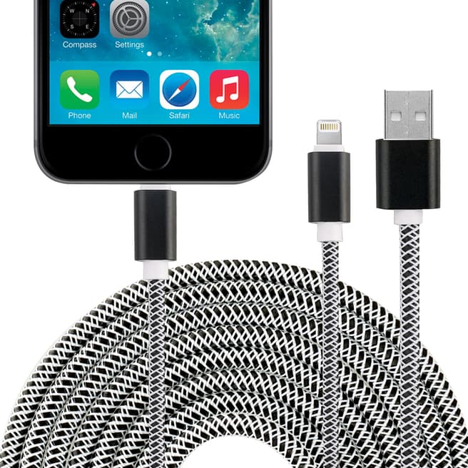 Confetti Premium Strong braided Sync Data Cable USB cable - Iphone 5/6/7/8/X - 3m -  Black