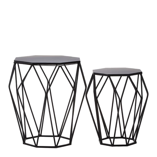 Fifty Five South Avantis Set of 2 Metal Tables, Black