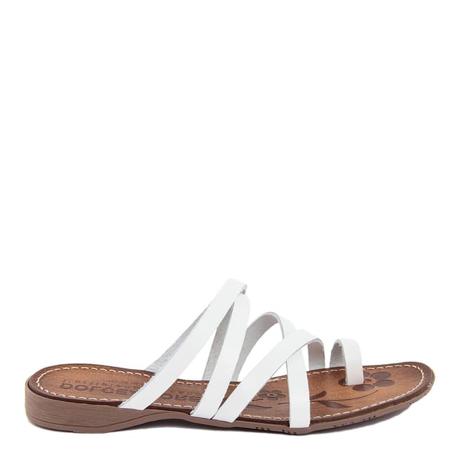 Dolce Amore White Leather Cross Over Toe Strap Sandals