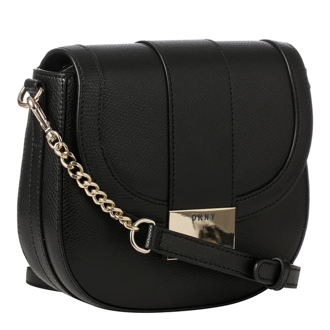 DKNY Black Leather Round Crossbody Bag 