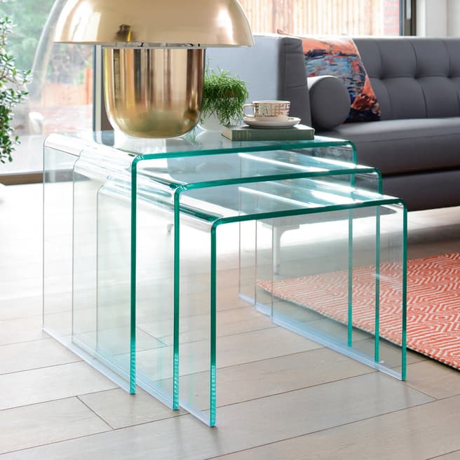 Dwell Puro Glass Nest Of Tables, Clear