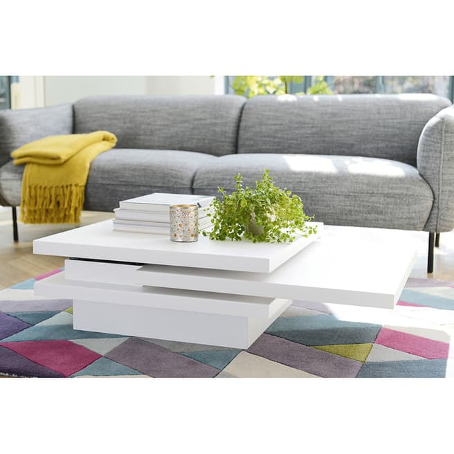 Dwell Rotate Square Coffee Table, White