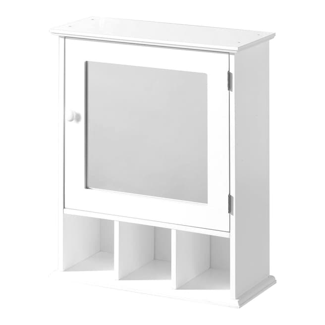 Premier Housewares Mirrored Door Cabinet, White Wood