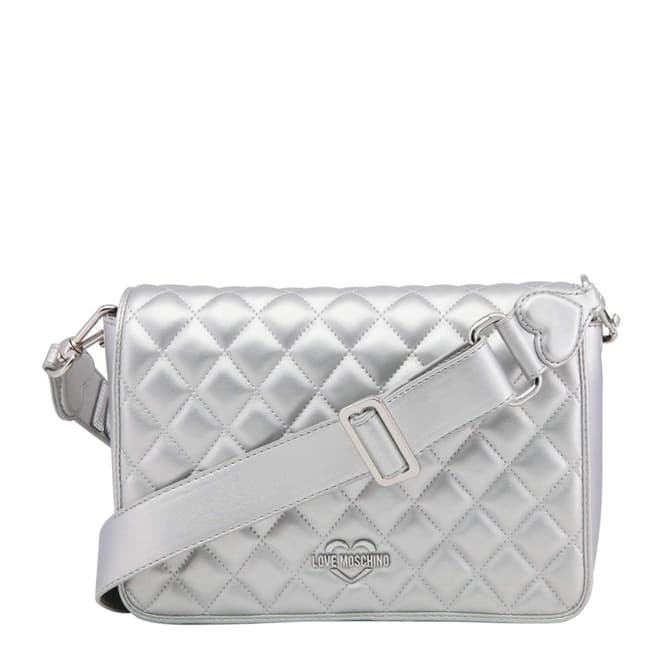 Love Moschino Silver Quilted Crossbody Bag