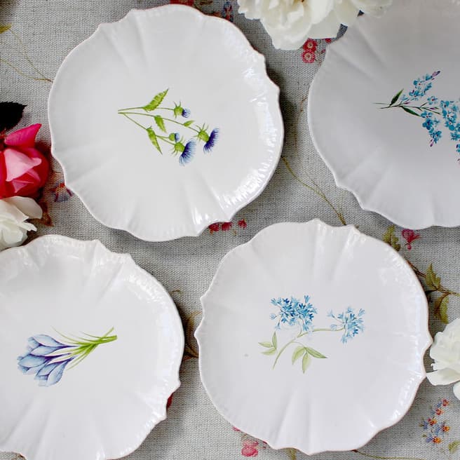 Biggie Best Set of 4 Assorted Flower Dinner Plates