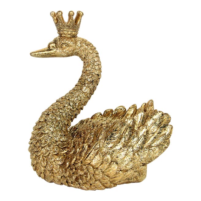 Gisela Graham Gold Swan with Crown Ornament