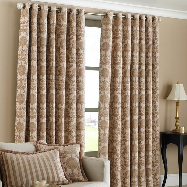 Riva Home Beige Hanover Eyelet Curtains 229x229cm