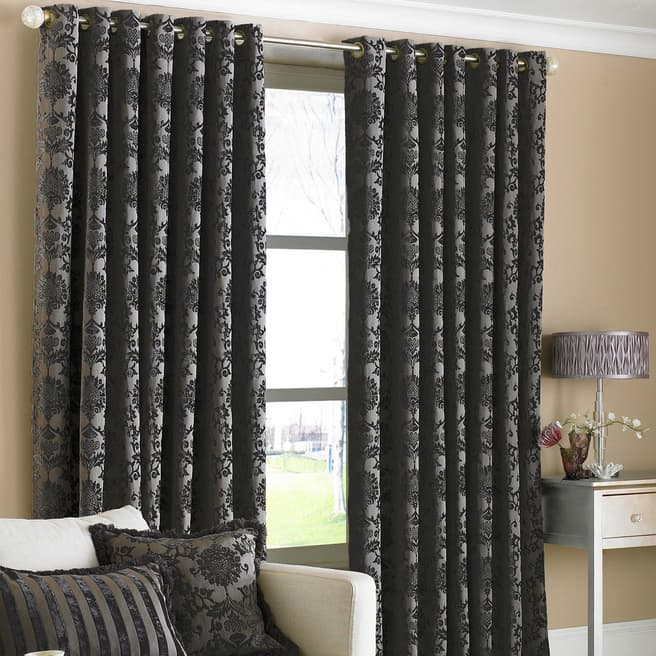 Riva Home Black Hanover Eyelet Curtains 229x229cm