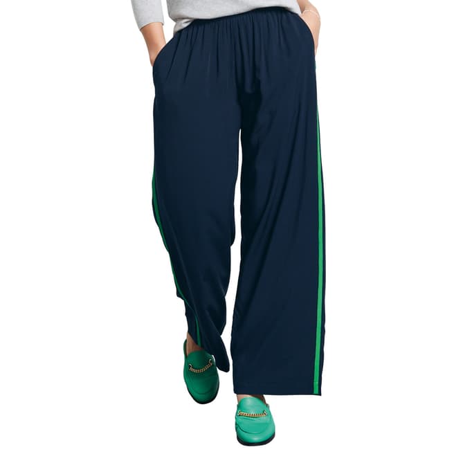 hush Blue/Green Contrast Stitch Trousers