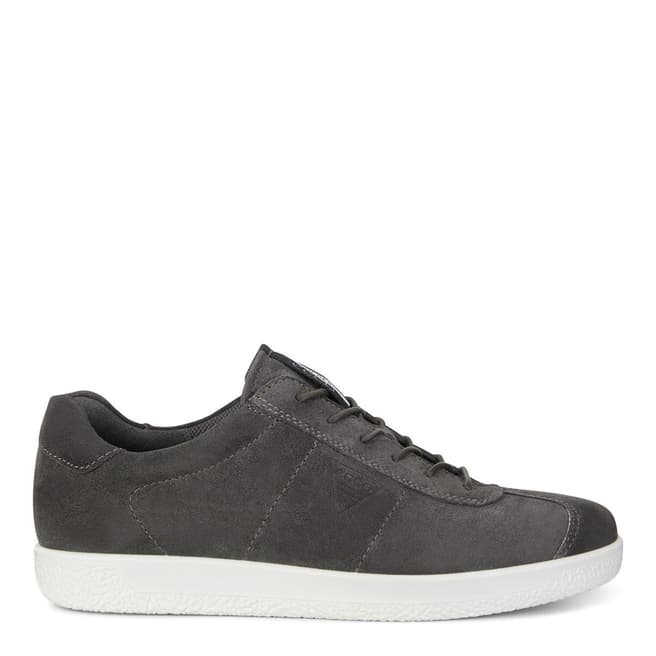 ECCO Dark Grey Nubuck Leather Soft 1 Sneaker