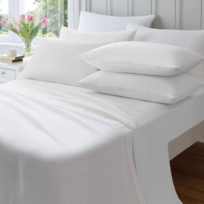 Catherine Lansfield Brushed Cotton Double Fitted Sheet, White