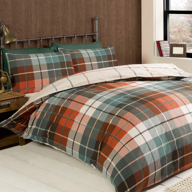 Rapport Lomond Check King Duvet Cover Set, Terracotta