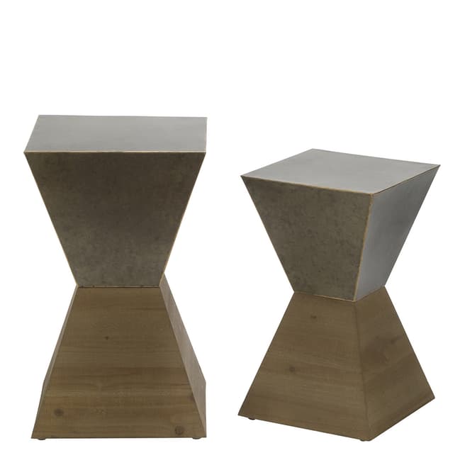 Tripar Brass Hourglass Side Table, Set of 2 