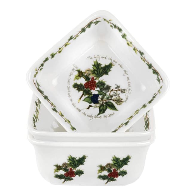 Portmeirion Set of 3 The Holly The Ivy Mini Square Dishes