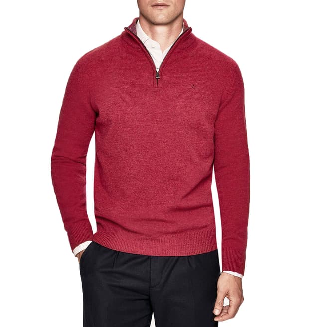 Hackett London Winter Red Wool Zip Jumper