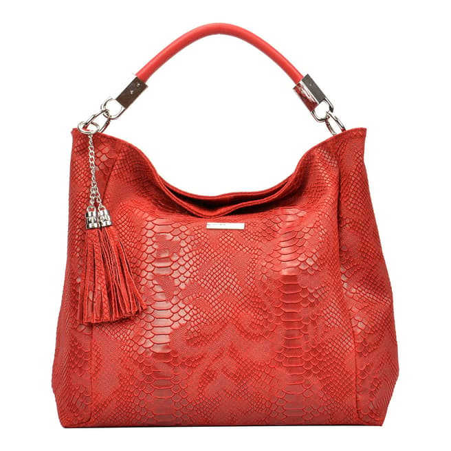 Carla Ferreri Red Leather Hobo Bag