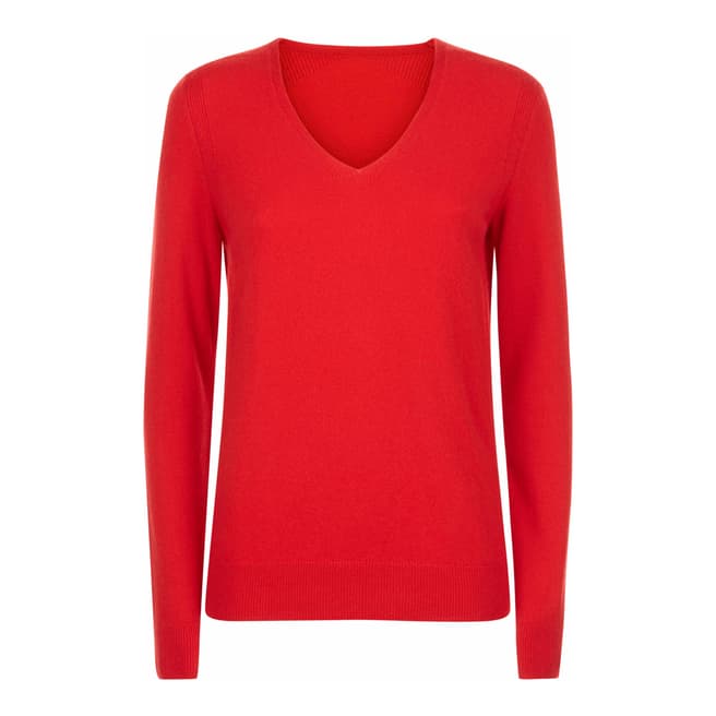 Jaeger Red V Neck Cashmere Jumper