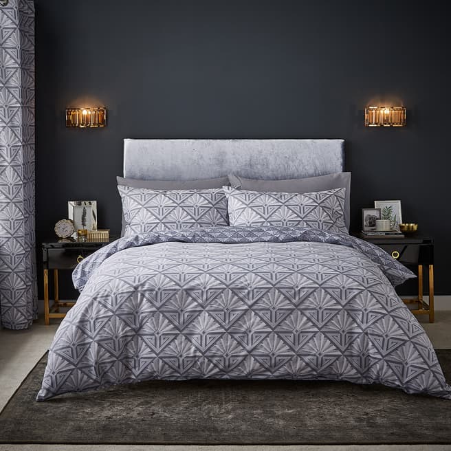 Catherine Lansfield Art Deco King Duvet Cover Set, Grey