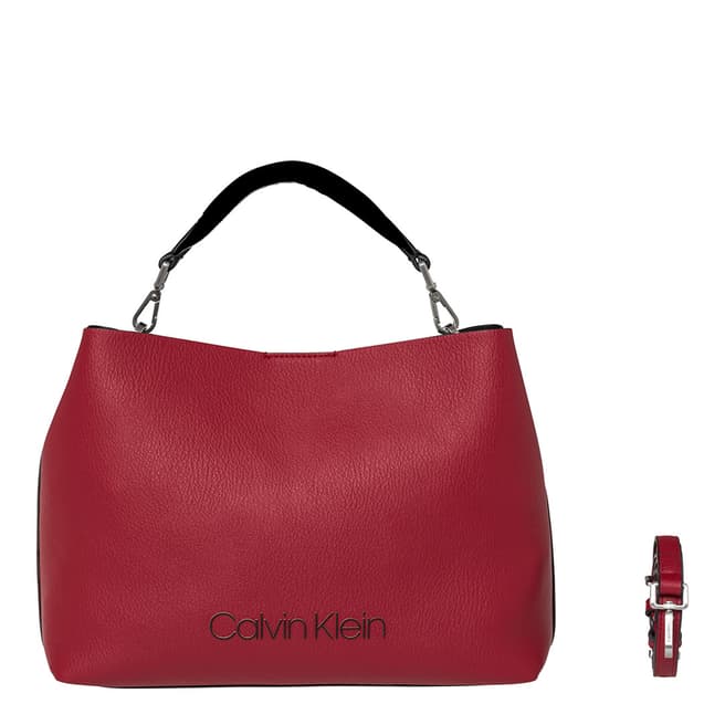 Calvin Klein Dark Red Pop Touch Medium Tote