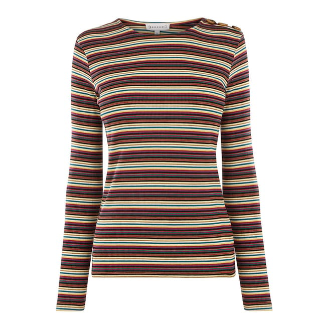 Warehouse Multi Rainbow Stripe Long Sleeve Top