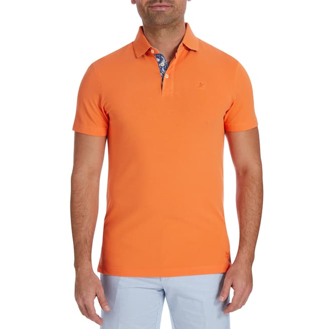 Hackett London Orange Trim Collar Polo Top