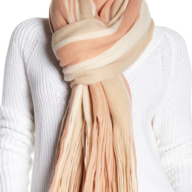 Free People Pink Kolby Striped Fringe Scarf